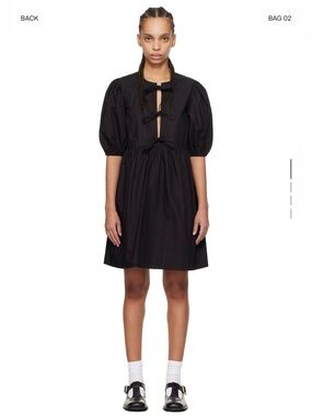NWT GANNI Black Puff-Sleeve Mini Dress